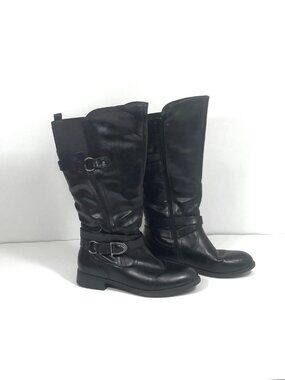 Sophia Taylor Tall Moto Boots Buckle Zip Black Women Size 8.5